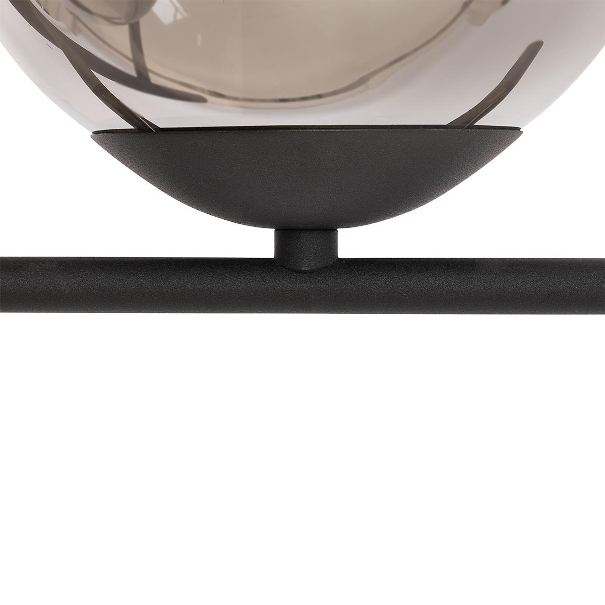 QAZQA Art Deco hanglamp zwart en smoke glas 3-lichts - Flore