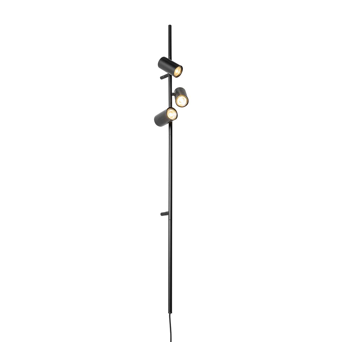 QAZQA Wandlamp zwart met voetschakelaar 3-lichts - Jeana Luxe
