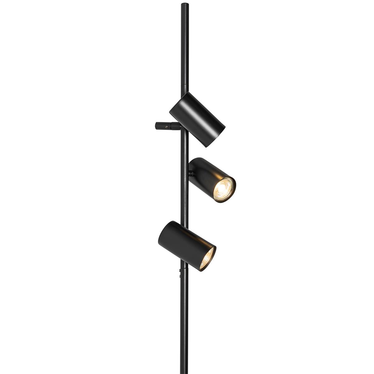 QAZQA Wandlamp zwart met voetschakelaar 3-lichts - Jeana Luxe