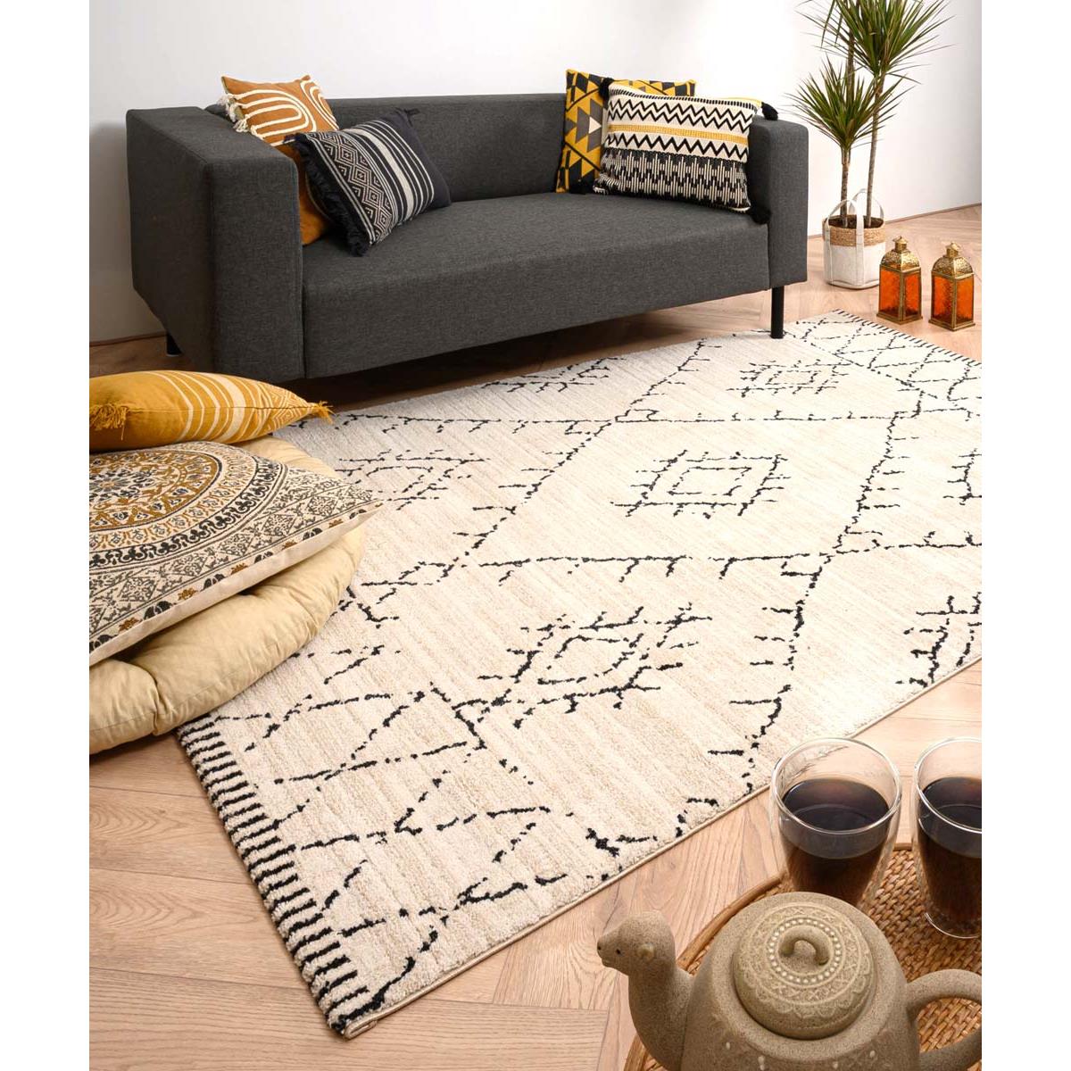 Boho&me Berber vloerkleed Beni Ouarain Sufian - crème|zwart - 240x340