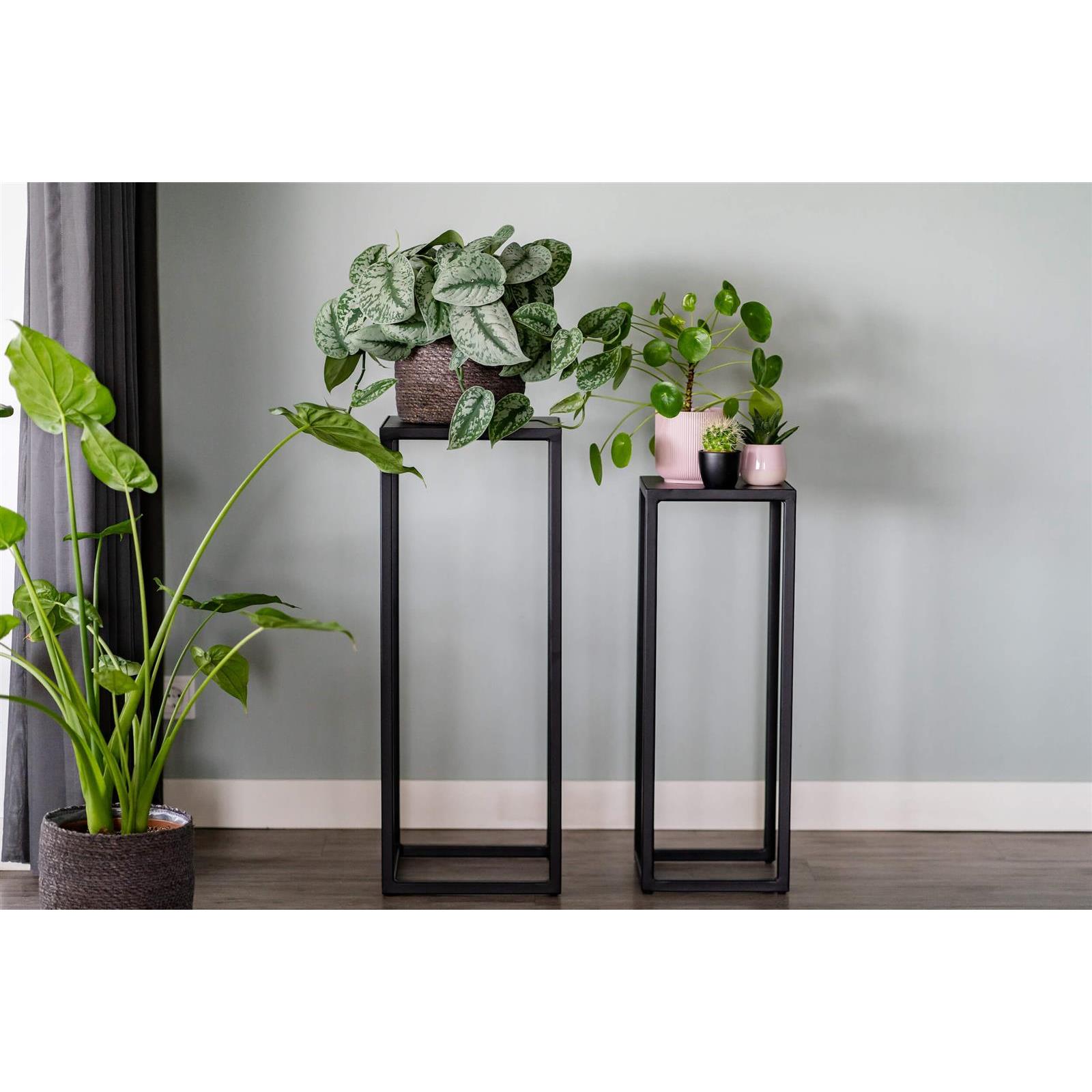 Vierkante plantentafel set Vancouver zwart 79 cm