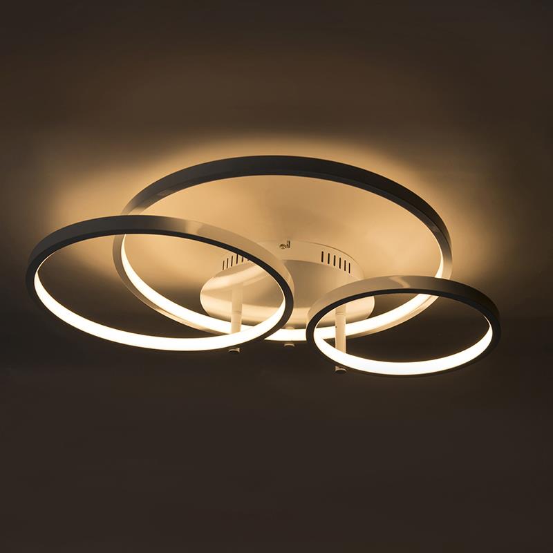 QAZQA Moderne plafondlamp wit incl. LED en dimmer- Rondas