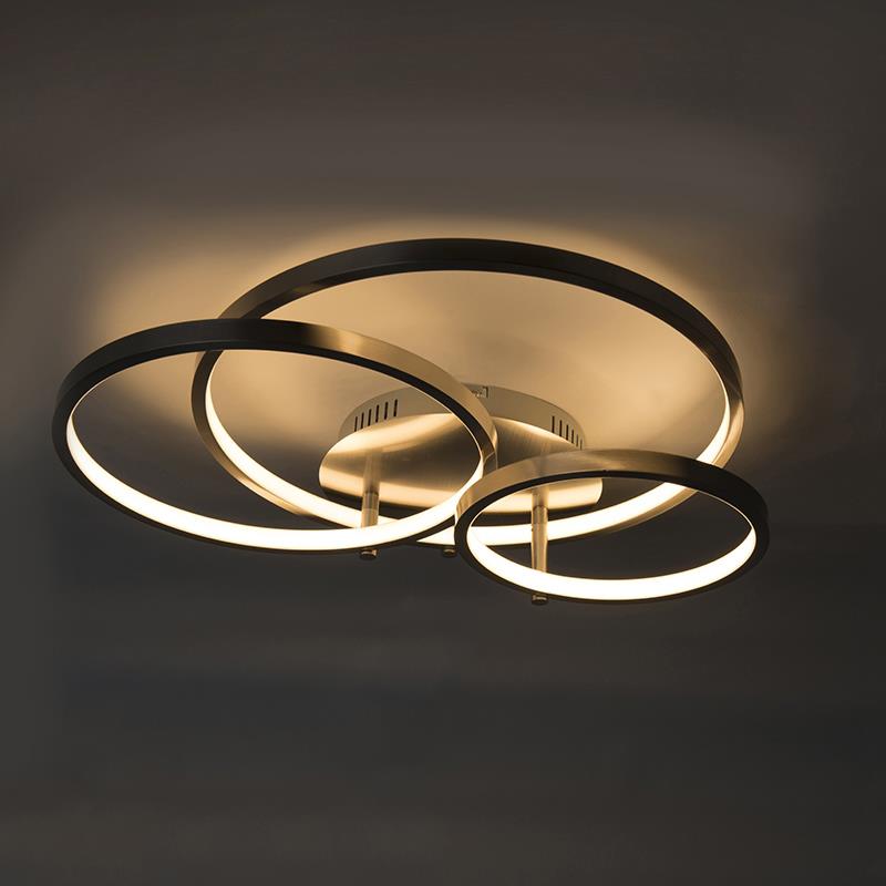 QAZQA Moderne plafondlamp staal incl. LED en dimmer- Rondas