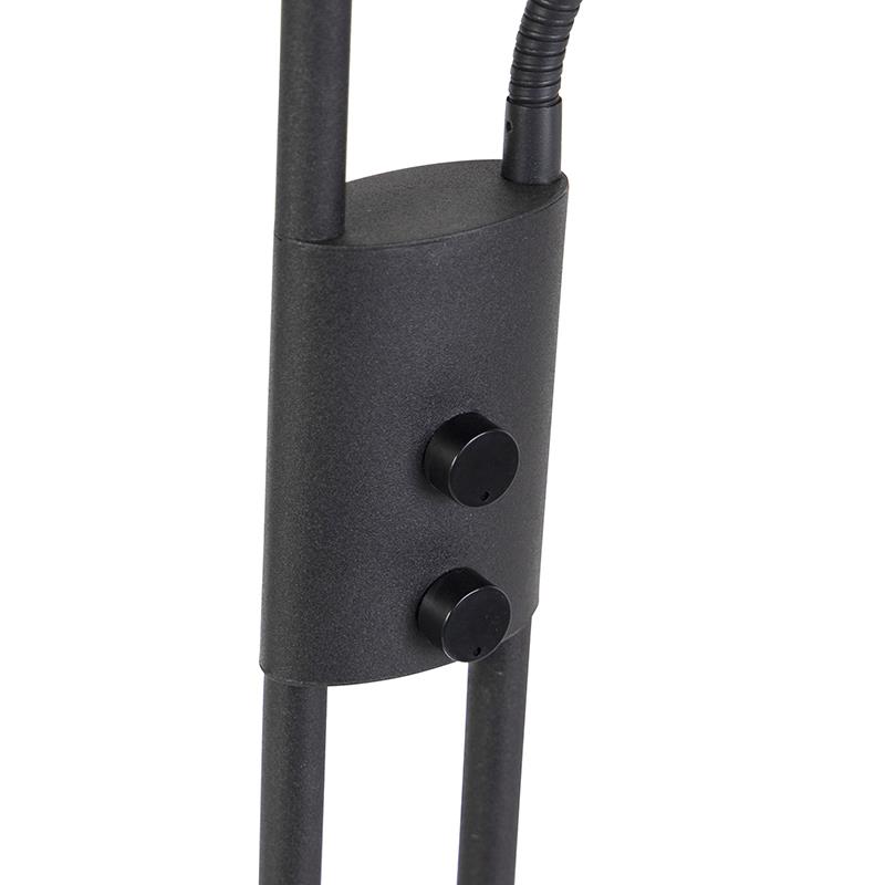 QAZQA Moderne vloerlamp zwart incl. LED en dimmer met leeslamp -