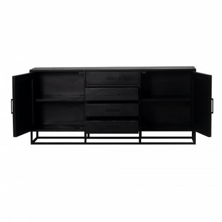 Giga Meubel - Dressoir Zwart Visgraat - Mangohout - 165x40x75cm