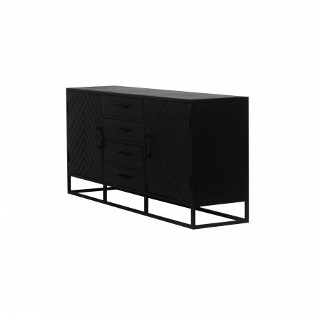Giga Meubel - Dressoir Zwart Visgraat - Mangohout - 165x40x75cm