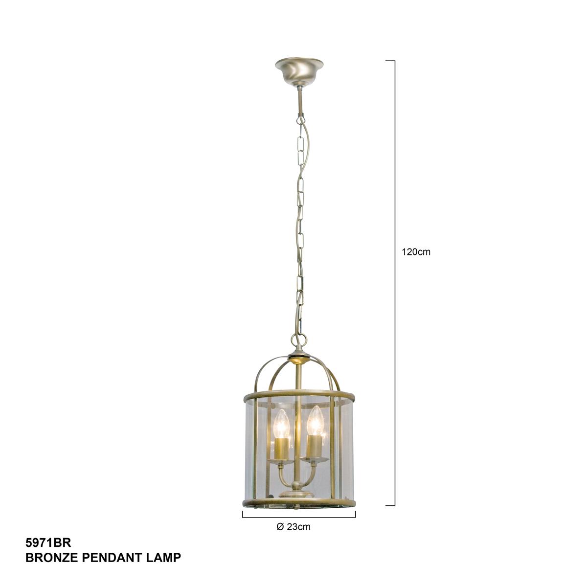 Steinhauer - hanglamp - Pimpernel - brons - glas metaal - Ø 23cm - E14 - 5971BR