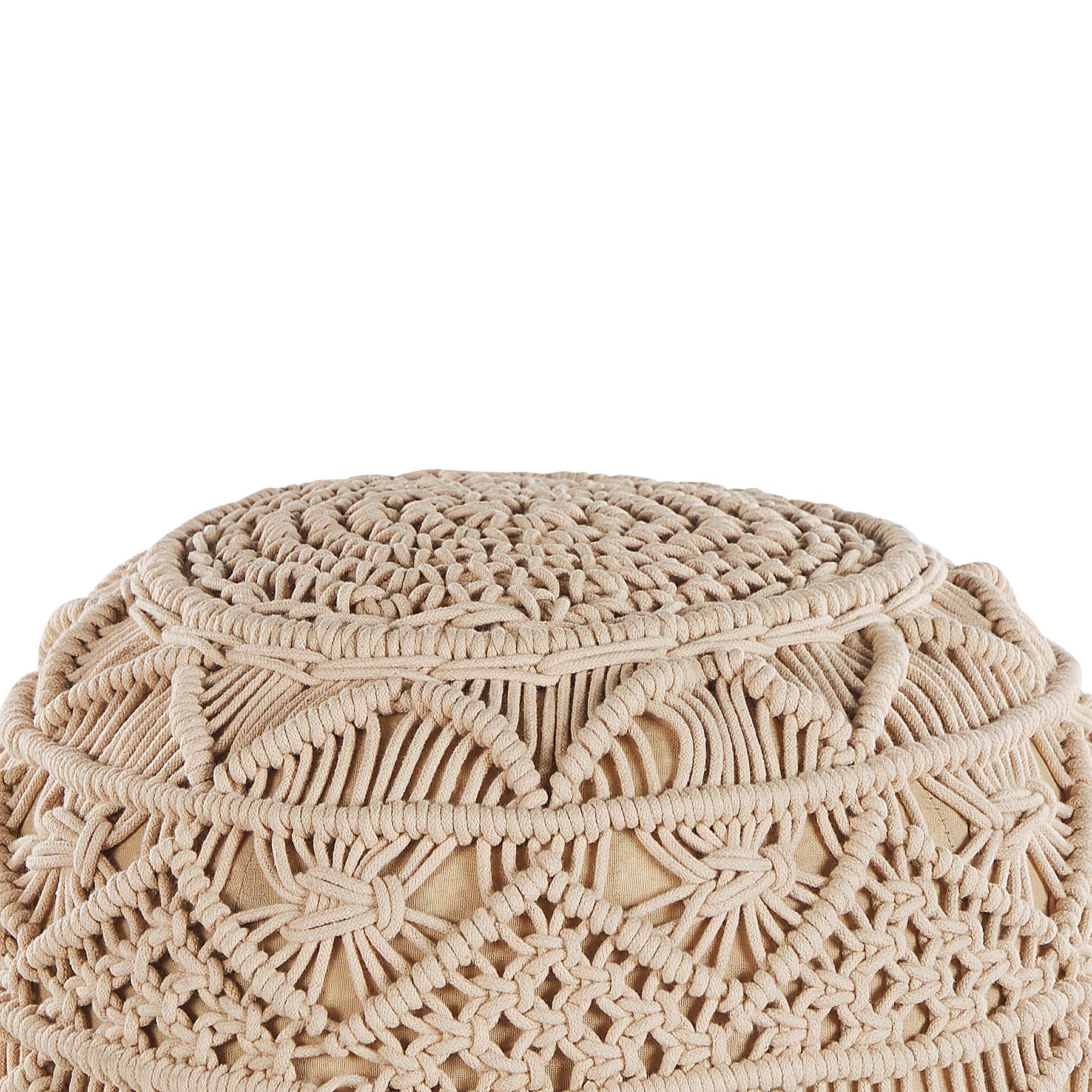 Beliani - KAYSERI - Poef - Beige - 40 cm - Katoen
