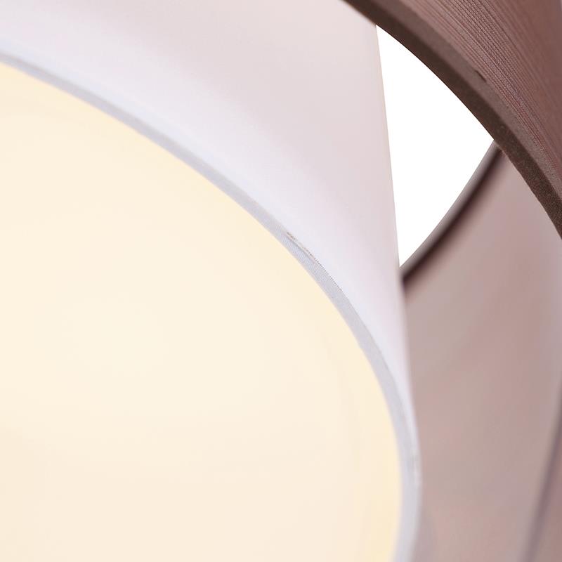 QAZQA Moderne plafonnière bruin met wit 50 cm 3-lichts - Drum Duo