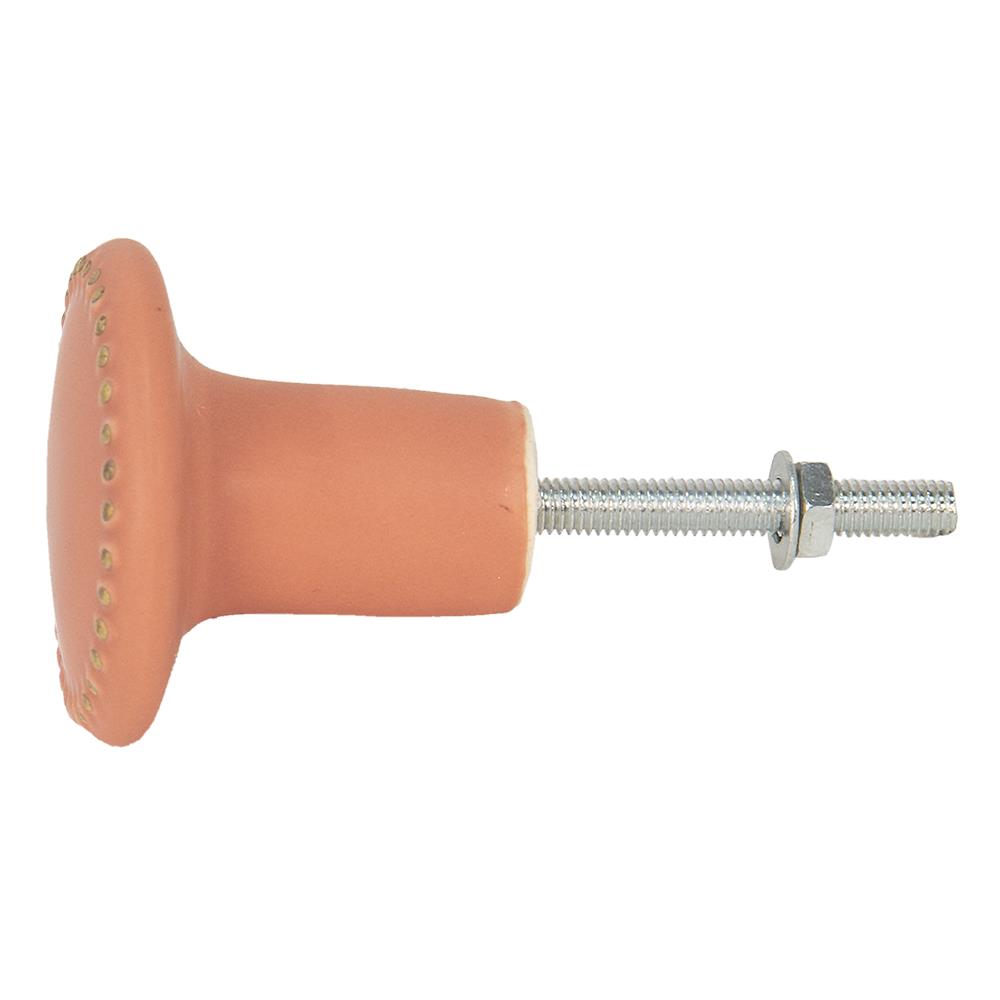 Clayre & Eef Deurknop  Ø 4 cm Oranje Goudkleurig Keramiek Meubelknop