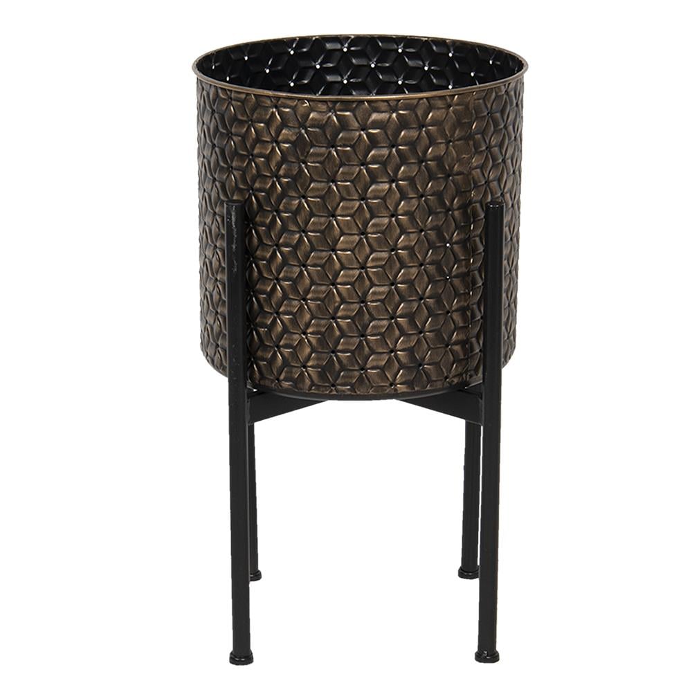 Clayre & Eef Bloempot  Ø 27x51 cm Bruin Ijzer Rond Bloempot binnen