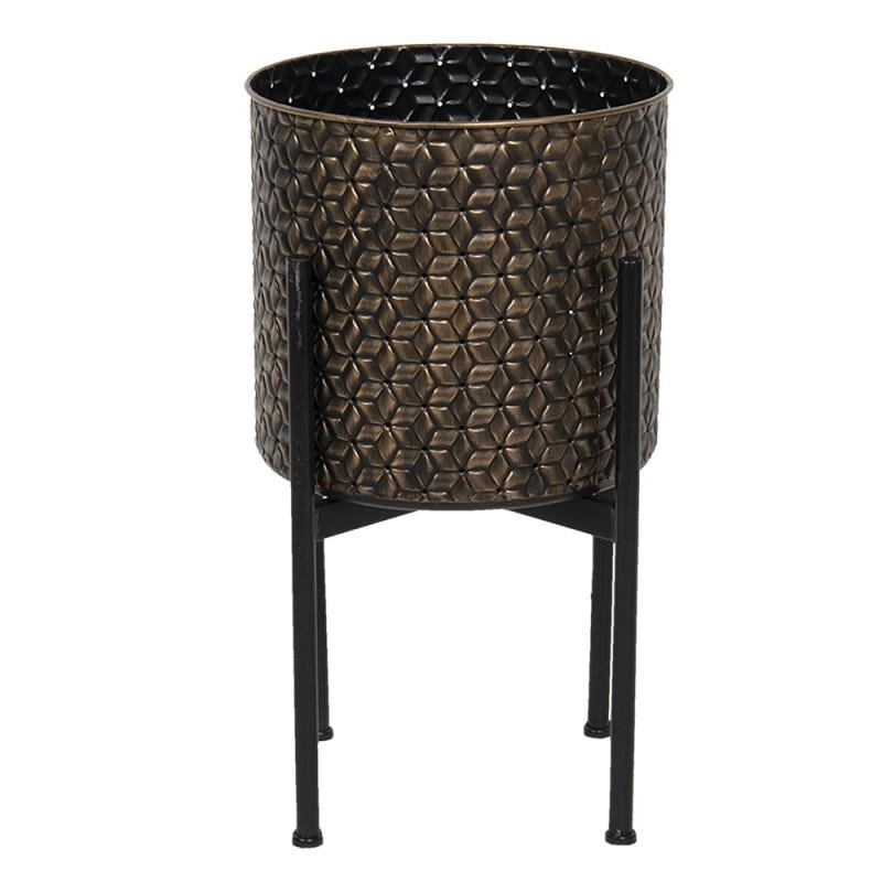 Clayre & Eef Bloempot  Ø 27x51 cm Bruin Ijzer Rond Bloempot binnen
