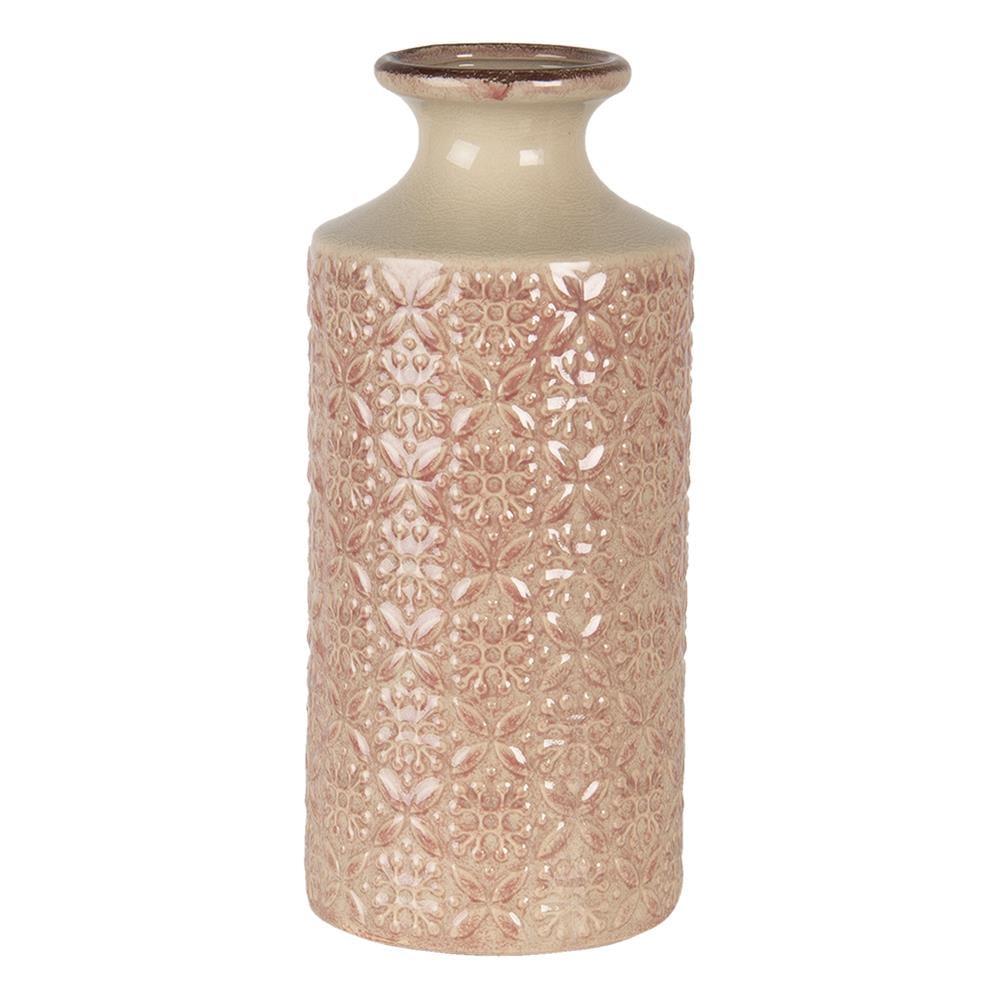 Clayre & Eef Vaas  Ø 13x30 cm Roze Keramiek Rond Decoratie vaas