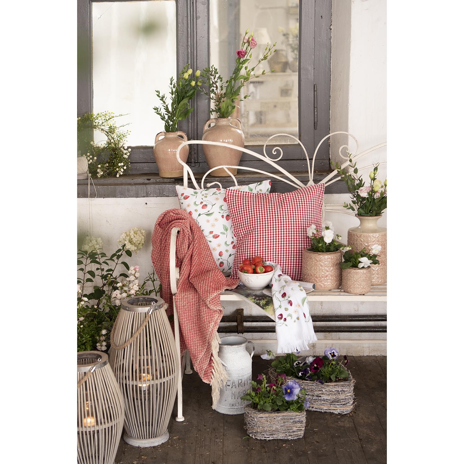 Clayre & Eef Vaas  Ø 13x30 cm Roze Keramiek Rond Decoratie vaas