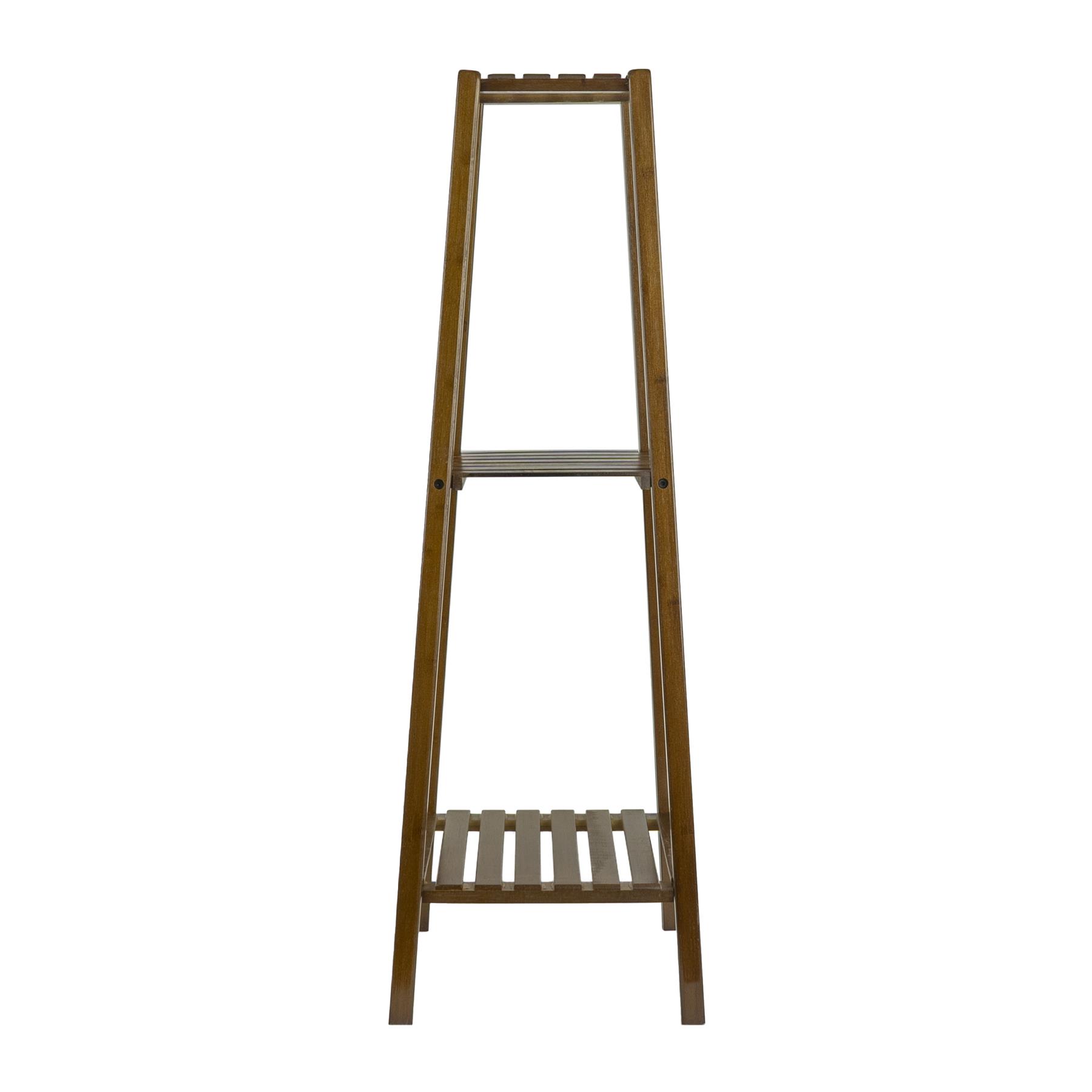 QUVIO Plantenstandaard 3 laags hout - Donkerbruin
