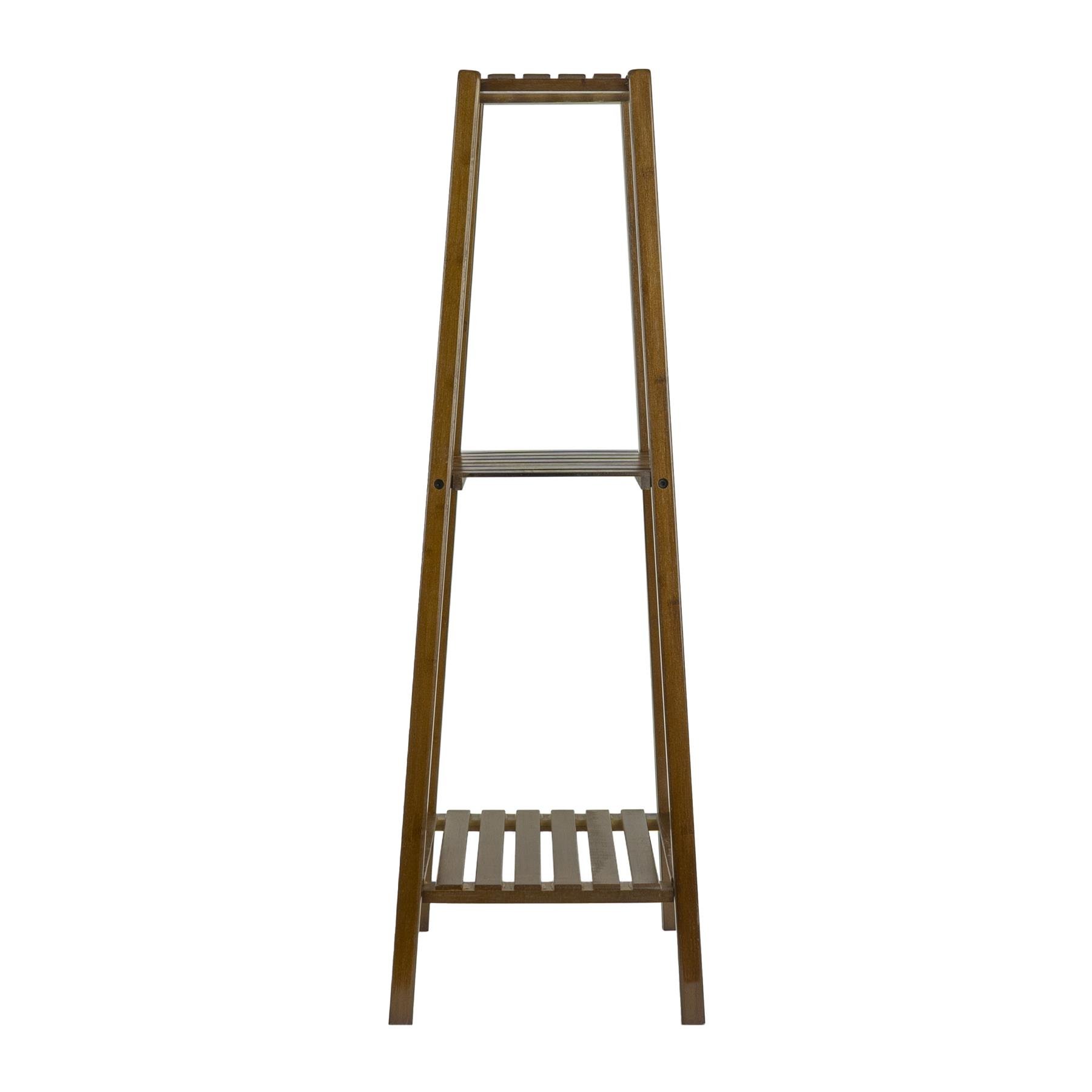 QUVIO Plantenstandaard 3 laags hout - Donkerbruin