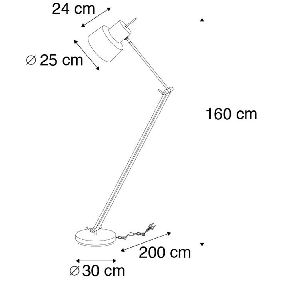 QAZQA Retro vloerlamp zwart draai- en kantelbaar - Chappie