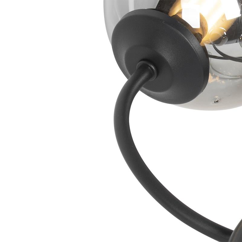 QAZQA Moderne plafondlamp zwart 6-lichts met smoke glas - Athens