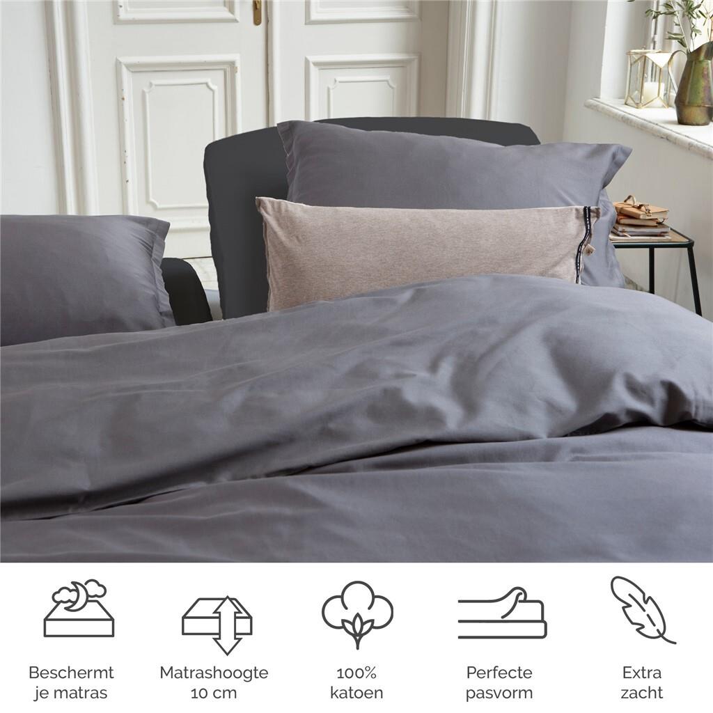 Byrklund - Hoeslaken Split-Topper - Jersey - 180x220 - Antraciet
