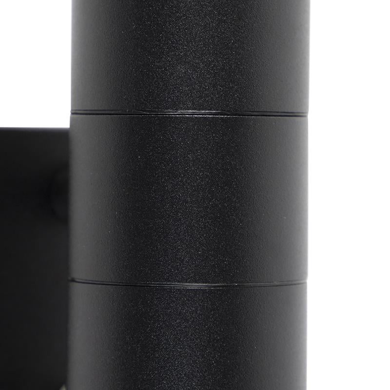 QAZQA Buiten wandlamp zwart 2-lichts IP44 met schemersensor - Duo