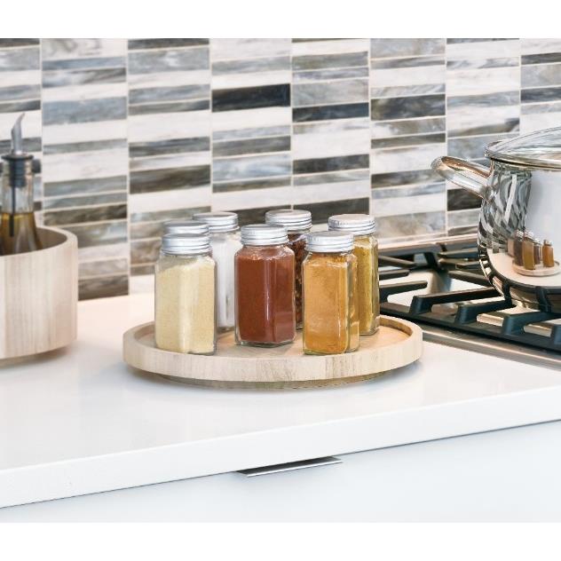 iDesign - Draaiplateau, 26.7 cm, Plat, Paulownia Hout, Beige - iDesign