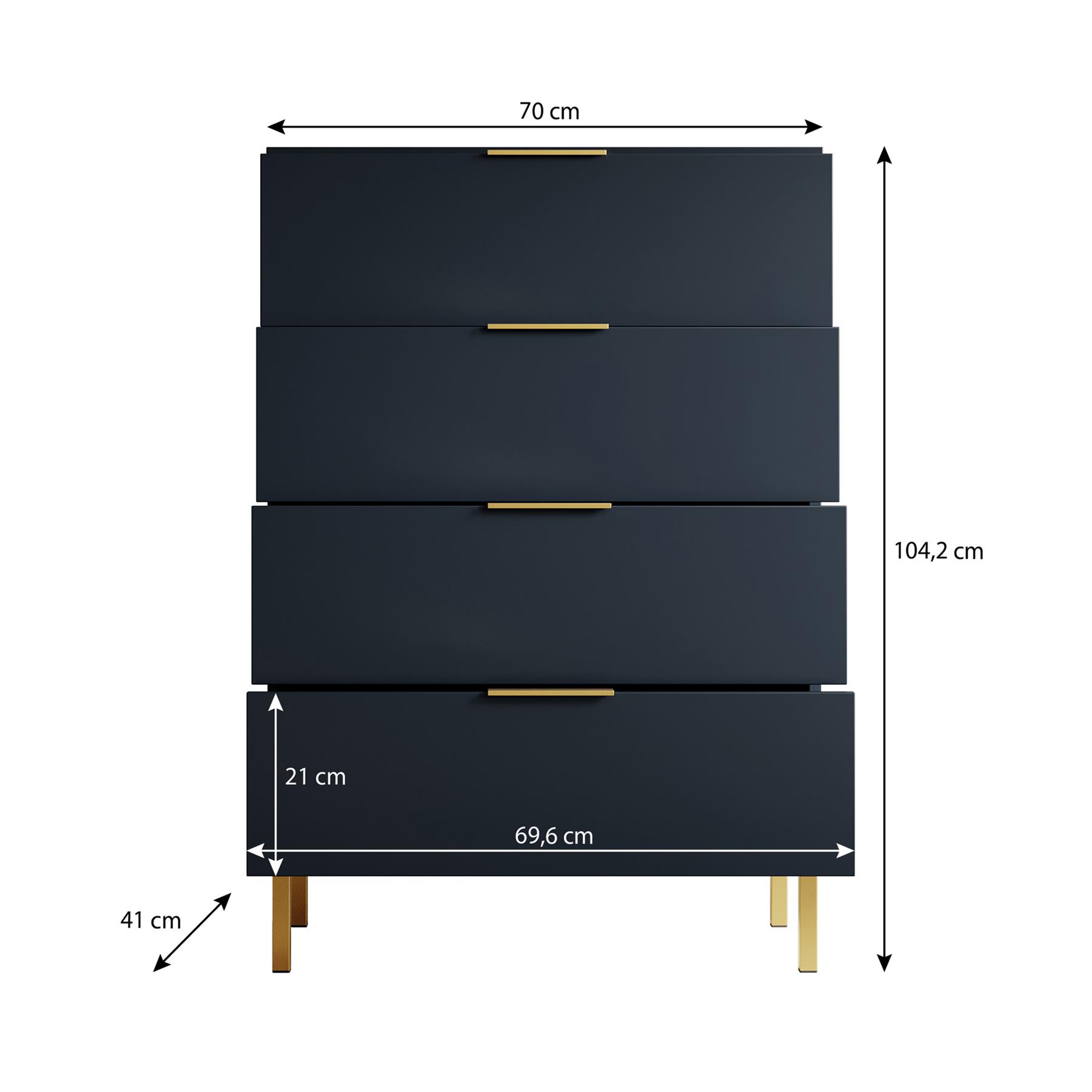 Meubella Ladekast Ponchi - Zwart eiken - 70 cm