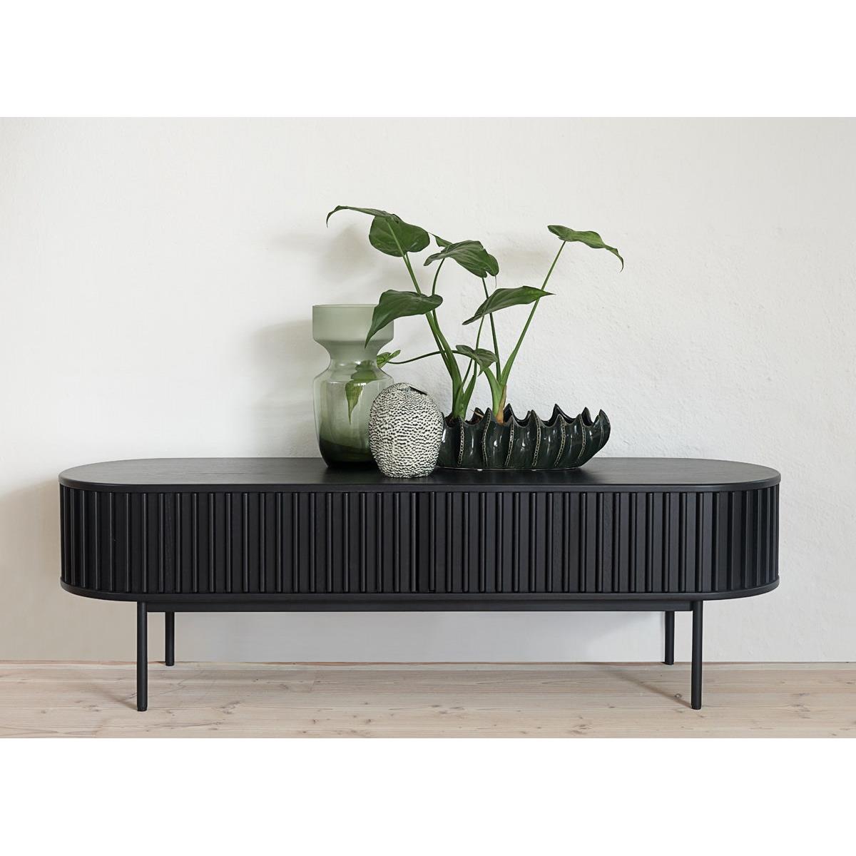 Olivine Redmer Houten TV meubel met Schuifdeuren - B 160 cm - Zwart