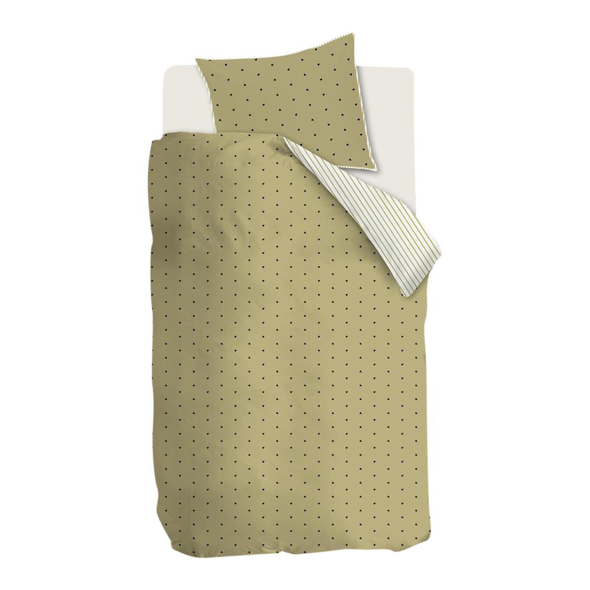 vtwonen Striped Hearts Dekbedovertrek 140 x 200/220 cm - Geel