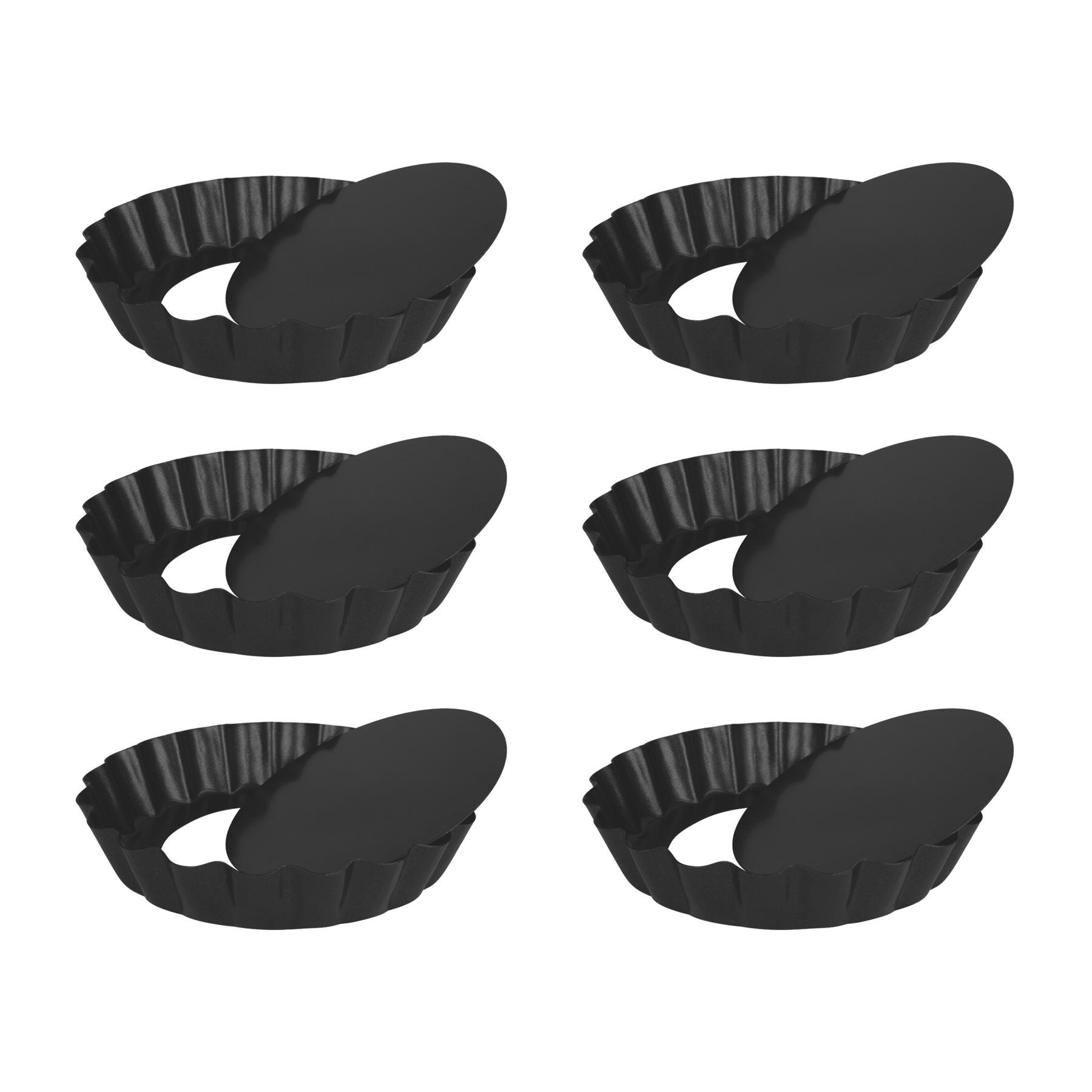 Krumble Mini Quiche vormpjes - Metaal - Zwart - Set van 6