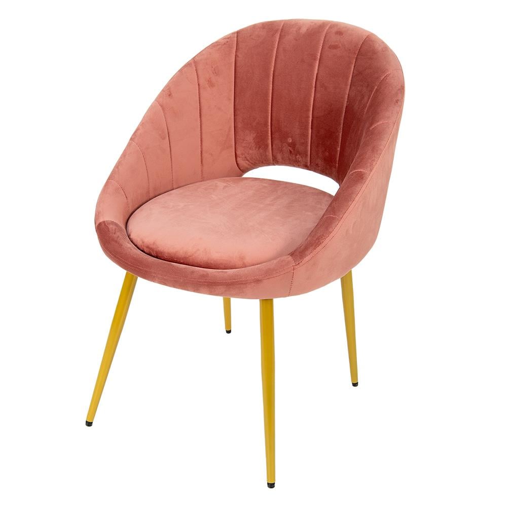 Clayre & Eef Eetkamerstoel  58x65x85 cm Roze Ijzer Textiel Stoel