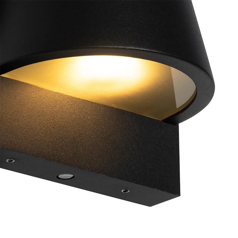 QAZQA Buiten wandlamp zwart IP44 met schemerschakelaar - Femke
