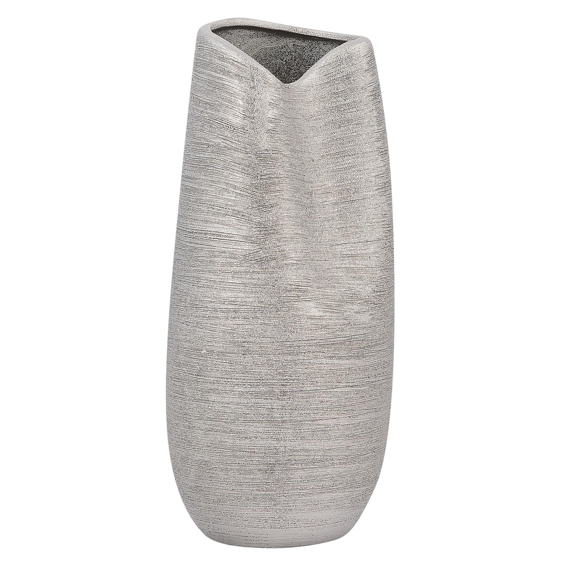 Beliani - DERBE - Decoratieve vaas - Zilver - Keramiek