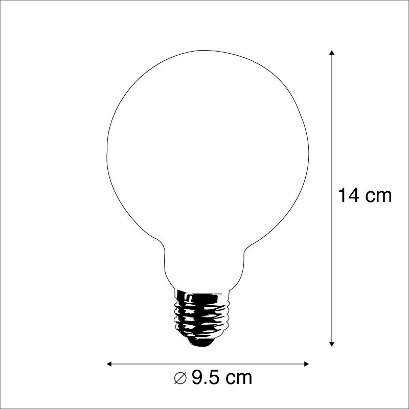 LUEDD Set van 3 E27 LED filament G95 4W 320 lm 2700K