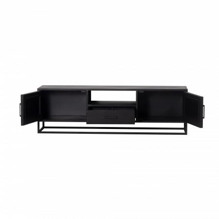 Giga Meubel - Tv-Meubel Zwart Visgraat - Mangohout - 165x40x50cm