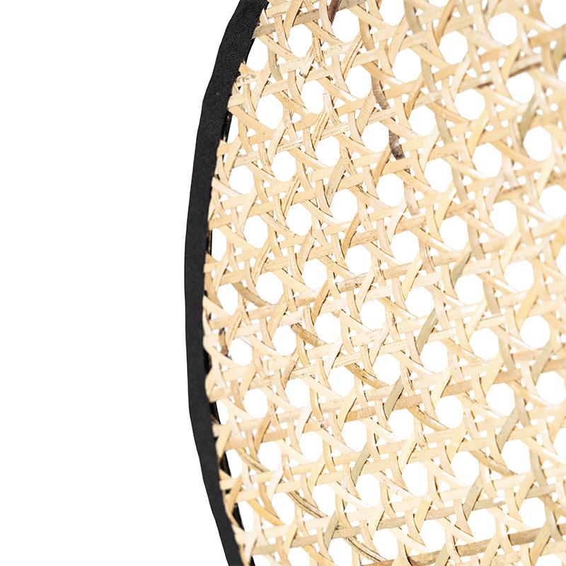 QAZQA Landelijke vloerlamp zwart met rotan 35 cm - Kata