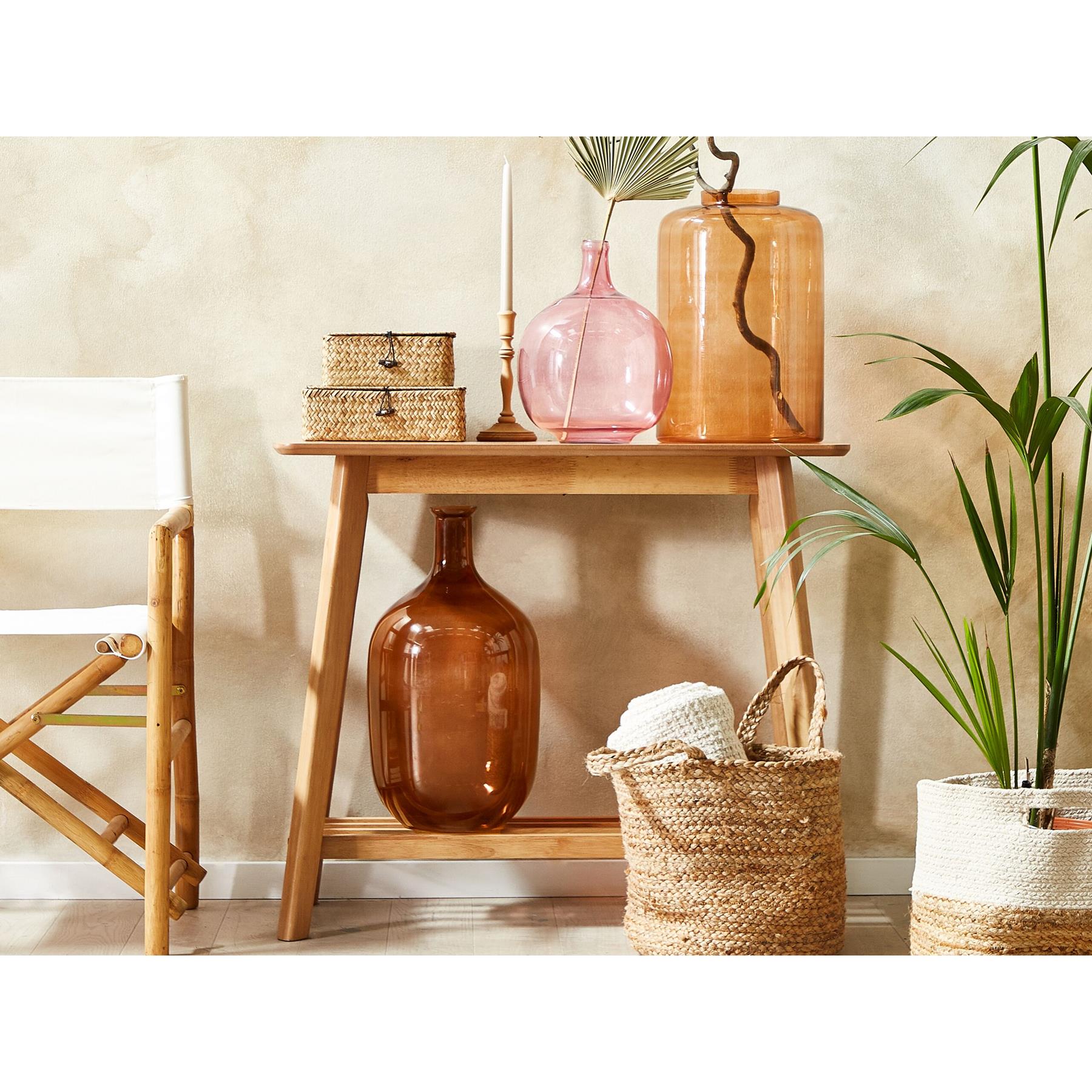 Beliani - CHAPPATHI - Decoratieve vaas - Roze - Glas