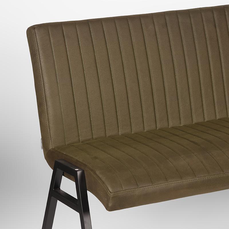 LABEL51 - Eetkamerbank Matz 175 cm - Army Microvezel - Zwart Metaal