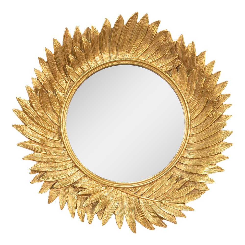 Clayre & Eef Spiegel  Ø 25 cm Goudkleurig Kunststof Rond Passpiegel