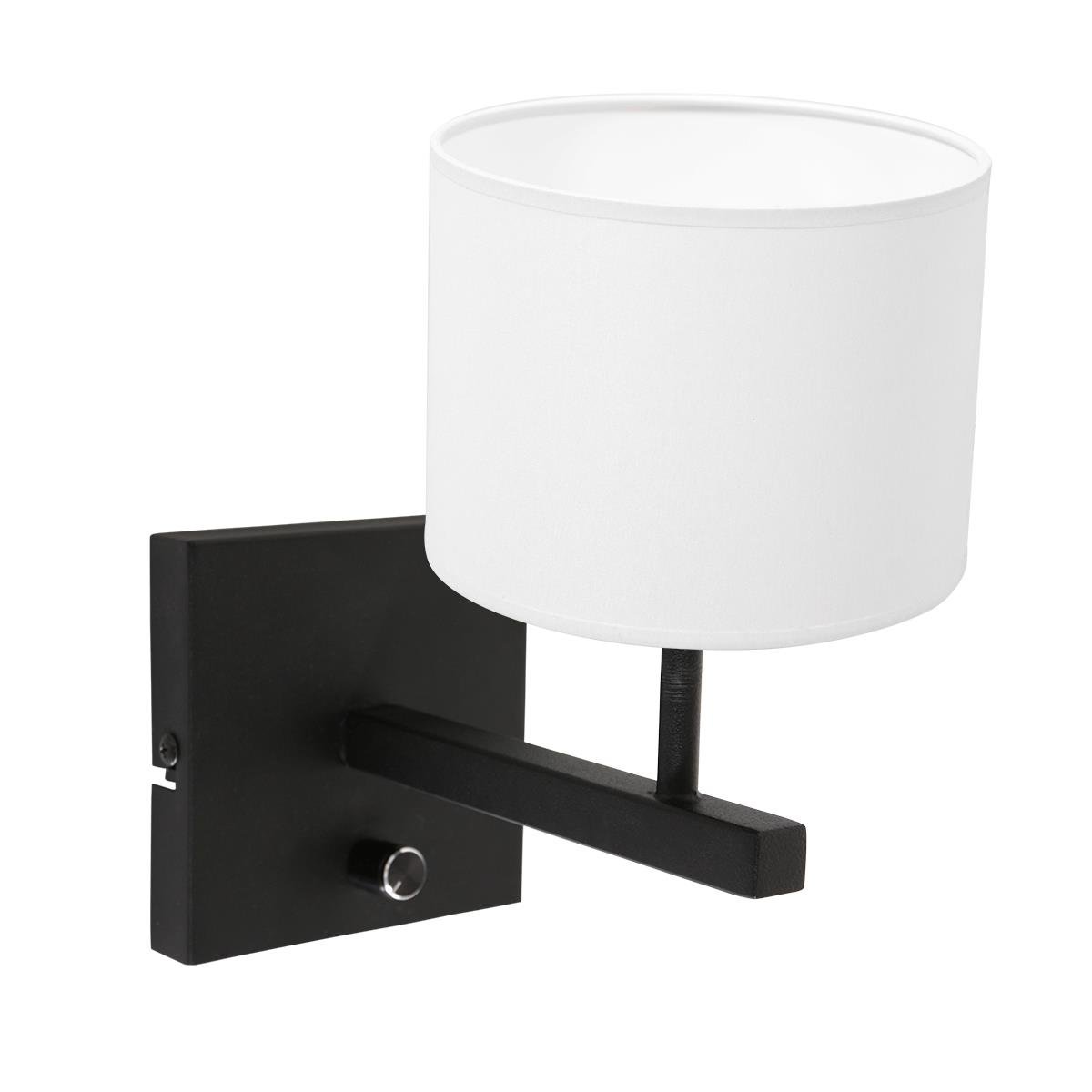 Steinhauer - wandlamp - Stang - zwart - metaal stof - bedlampje - E27 - 8171ZW