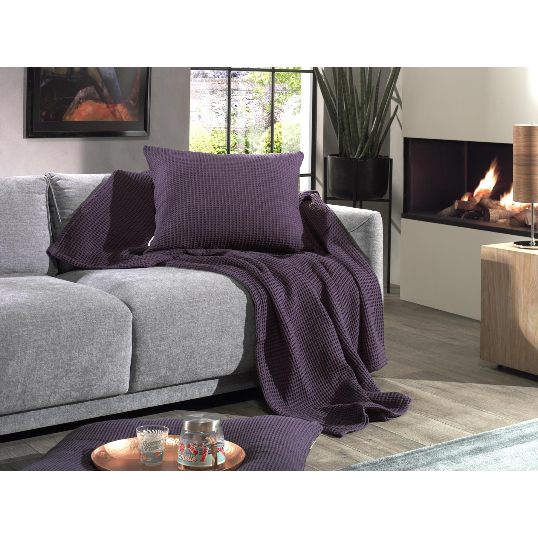 Heckett & Lane Wafel Kussensloop Katoen velvet purple