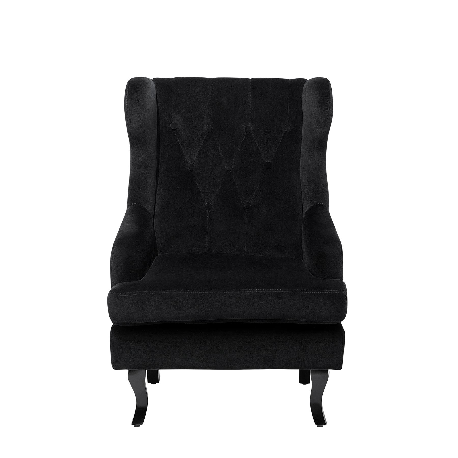 Beliani - ALTA - Chesterfield fauteuil - Zwart - Fluweel