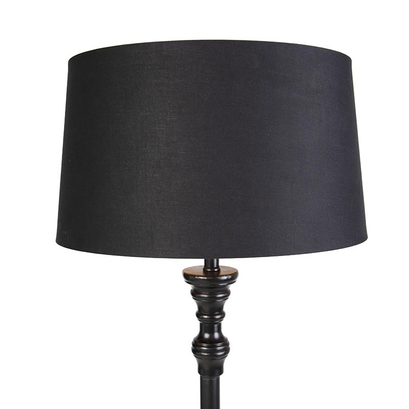 QAZQA Vloerlamp met katoenen kap zwart met goud 45 cm - Classico