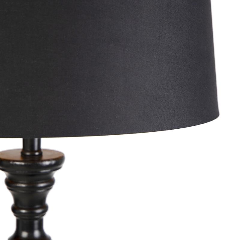 QAZQA Vloerlamp met katoenen kap zwart met goud 45 cm - Classico