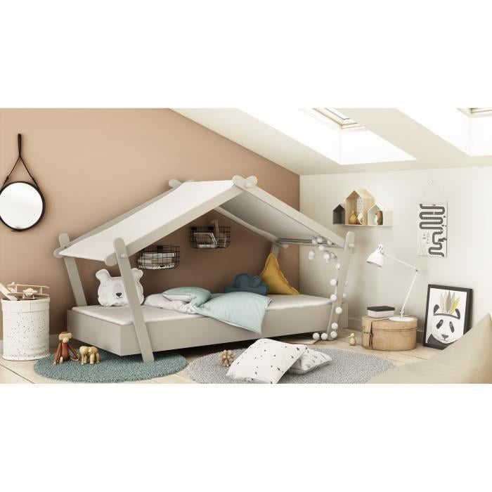 DEMEYERE Kinderhutbed - Mdf - Grijs - Inclusief bedbodem - 90x200 cm