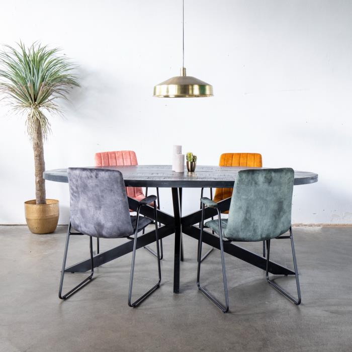 Giga Meubel - Eettafel Mansour Ovaal Zwart Mangohout 160cm