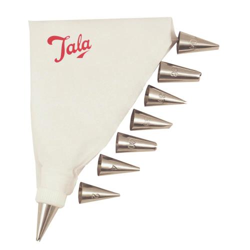 Tala - Spuitzak, 8 Spuitmondjes, RVS, Wit - Tala