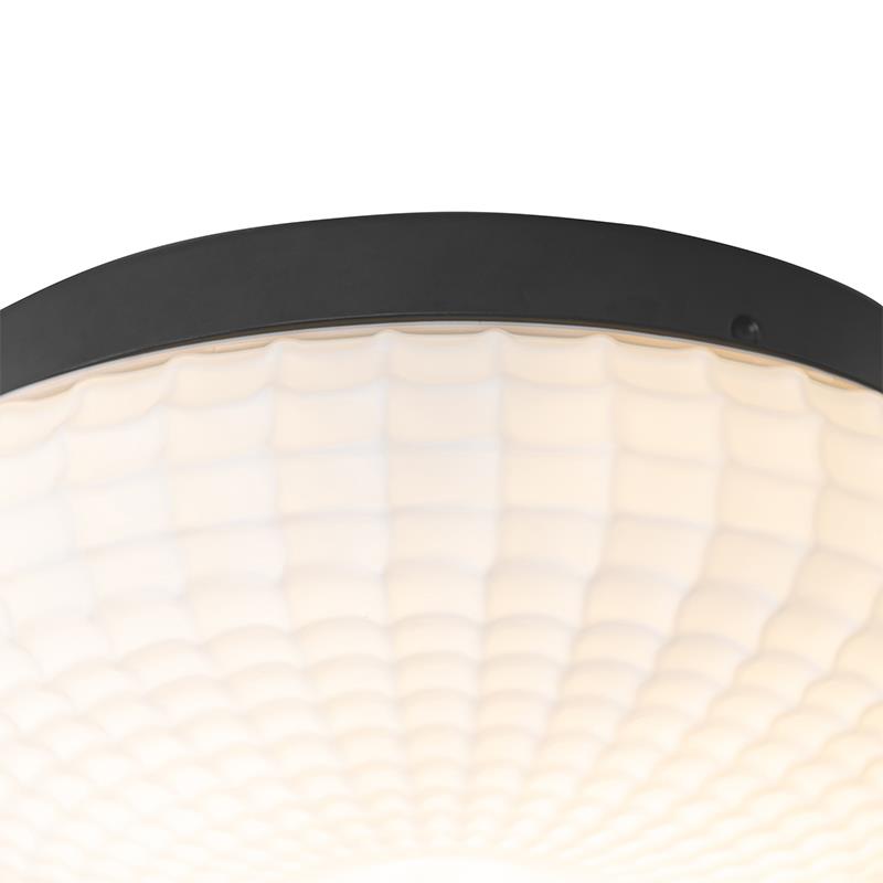 QAZQA Klassieke plafondlamp zwart met opaal glas 30 cm IP44 - Nohmi