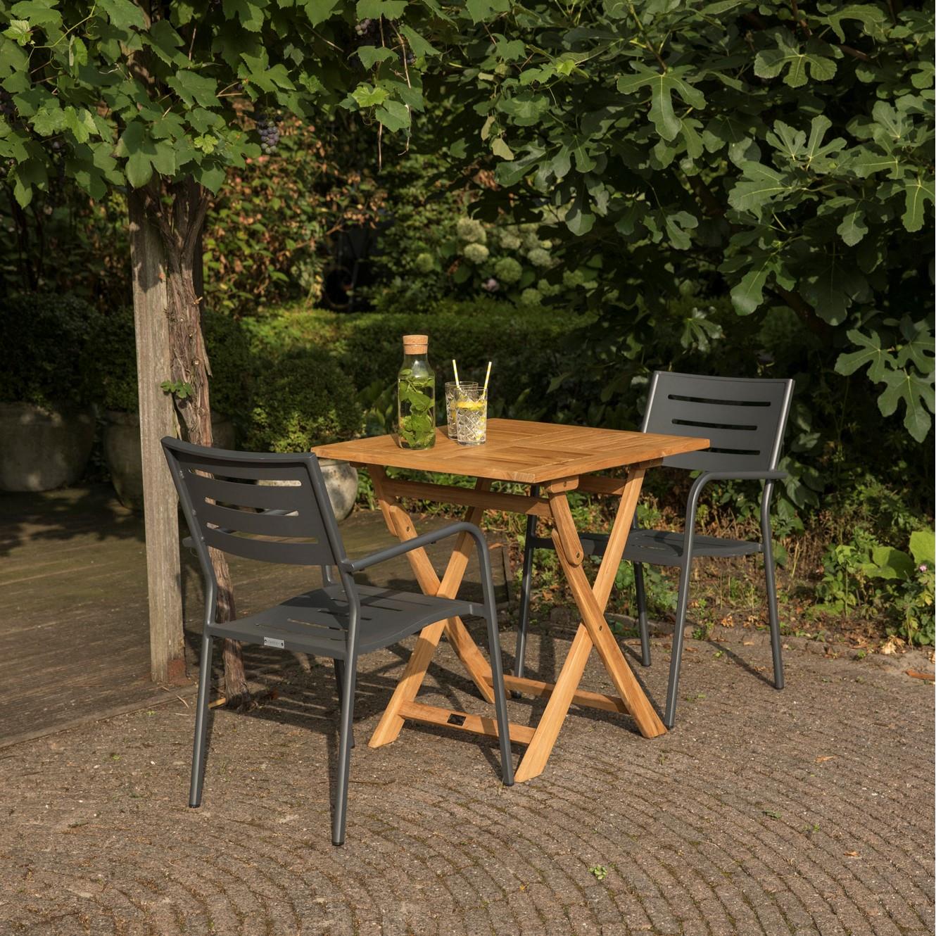 Exotan Hawaii Tuinstoel Met Armleuning  - Aluminium - Grijs - 85x56x53