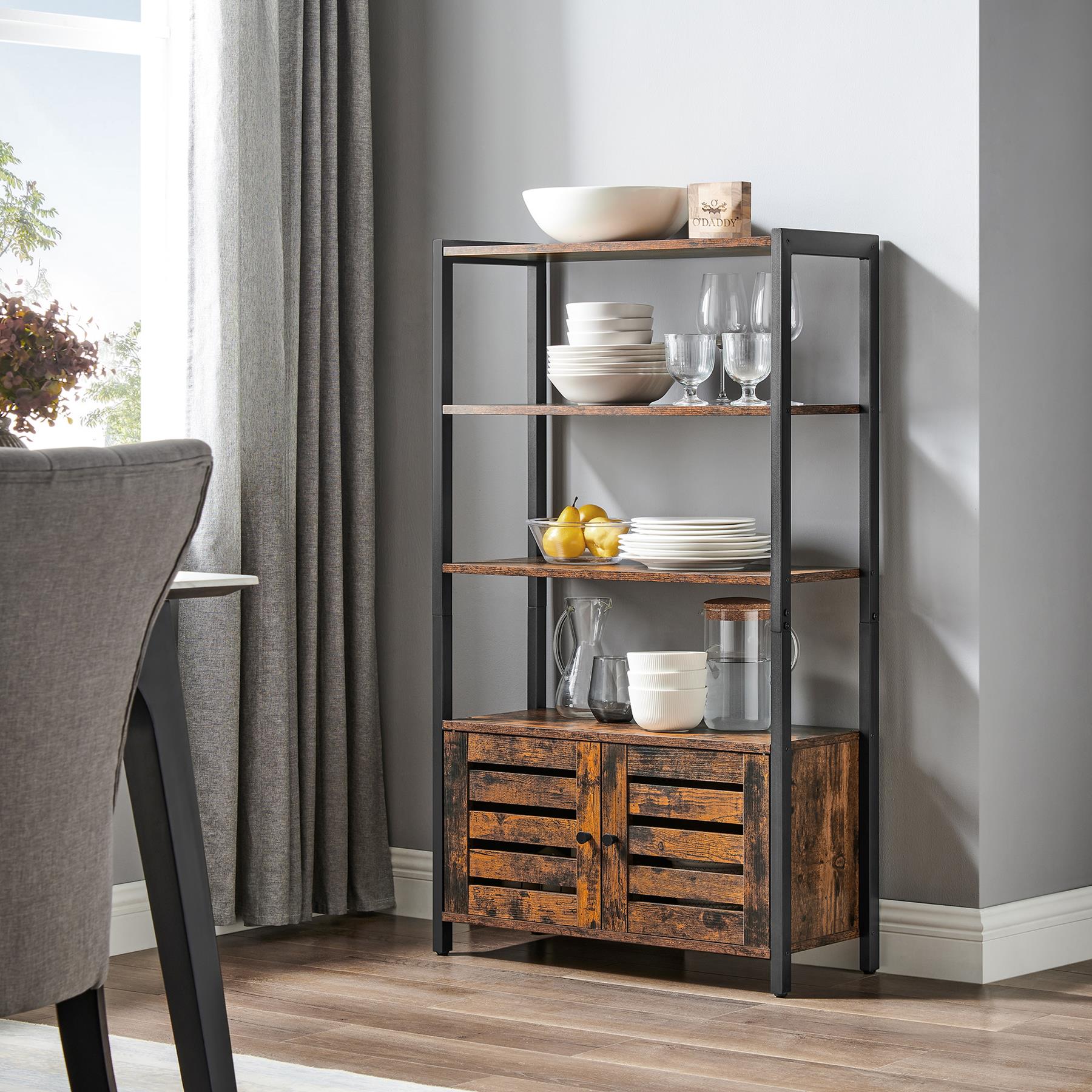 O'DADDY® Opbergkast met deur - Boekenkast - 70x30x121,5 - bruin