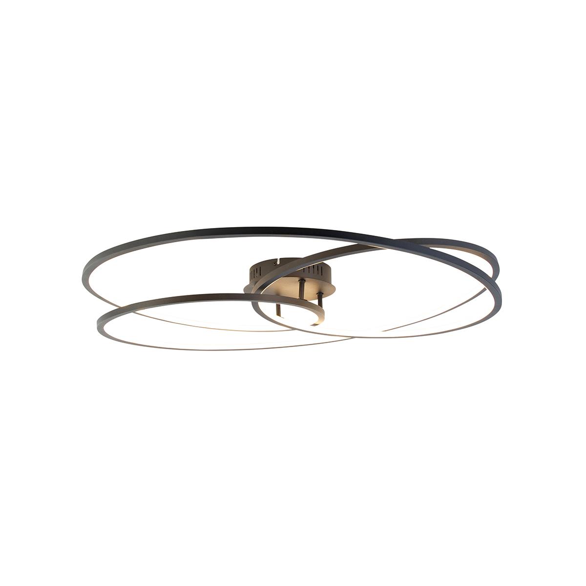 QAZQA Plafondlamp zwart 78 cm incl. LED 3 staps dimbaar - Rowin
